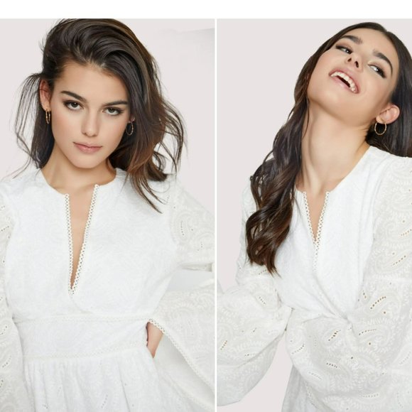 Lost + Wander Love Letters Mini Dress, White, M - Picture 3 of 16